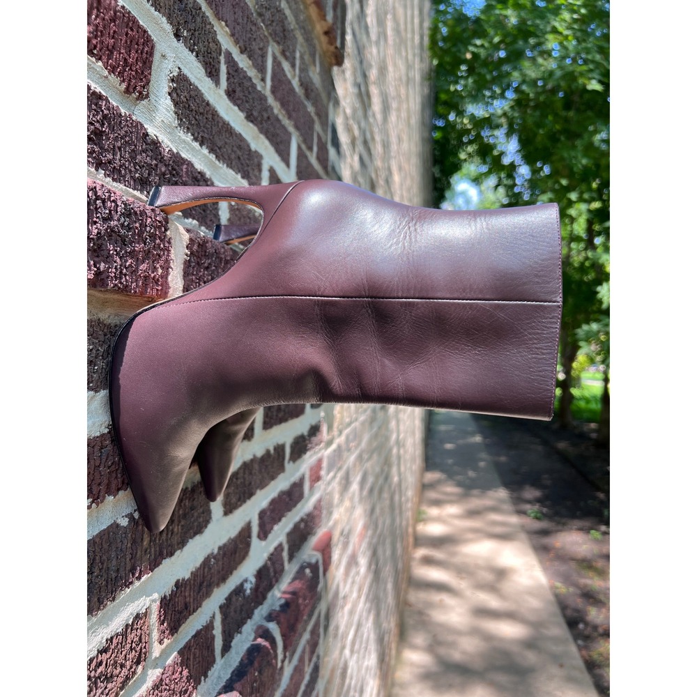 Alexander Birman Myra Burgundy Leather Pointed Toe Stiletto Ankle Boots 7.5